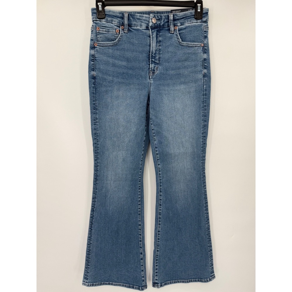 American Eagle Flare Jeans Women 8 Regular Blue Super High Rise Luxe Stretch NEW